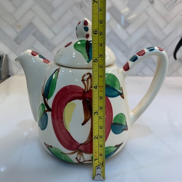 Purinton Slipware Apple Teapot with Lid 6" 1940-1950 - Picture 9 of 16